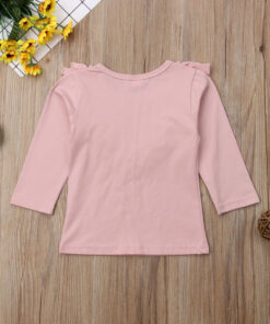 Brand New Kids Baby Girl Vintage Ruffled Collar Cotton Long Sleeve Tops T Shirt Lovely Baby Clothes