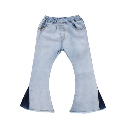 2018 New Girls Bell-bottomed Pants Elastic Waist Spring Children Trousers Outfits Baby Flare Costume Fashion Kids Vintage Jeans