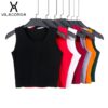 Black Round Neck Sleeveless Harajuku Women's T-Shirt Cotton Crop Top Women's Shirt Girls Lady Tee Tops Streetwear Camiseta Mujer