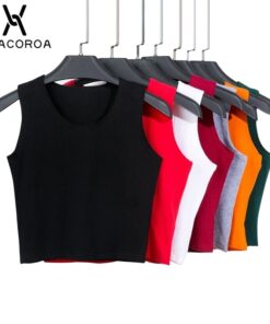 Black Round Neck Sleeveless Harajuku Women's T-Shirt Cotton Crop Top Women's Shirt Girls Lady Tee Tops Streetwear Camiseta Mujer