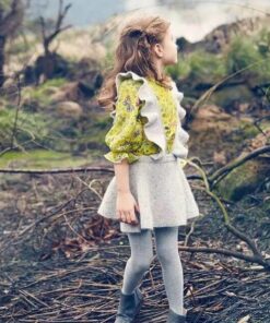 Girls Knitted Dresses European American Style Flare Sleeve Strap Dress Kids Clothes 2-7Y E011