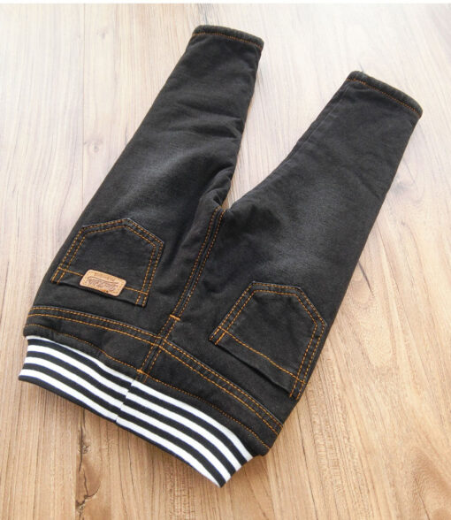 2019 Winter Baby Boys Warm Jeans Children New Casual High Quality Thicken Plus Velvet Straight Denim Pants For Boys Pants 1-6Yrs