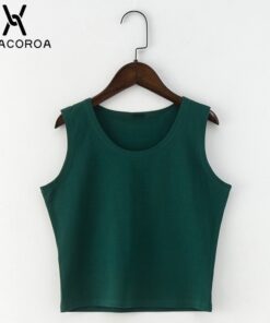 Black Round Neck Sleeveless Harajuku Women's T-Shirt Cotton Crop Top Women's Shirt Girls Lady Tee Tops Streetwear Camiseta Mujer
