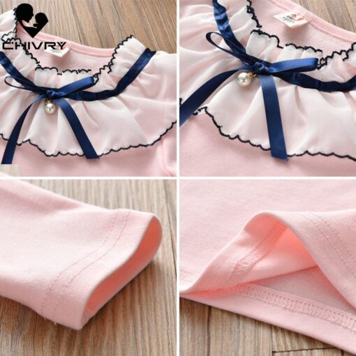 Chivry Spring Autumn 2019 New Little Girls Long Sleeve O-Neck Solid T-Shirts Baby Girls Kids Fashion Casual Children Clothing