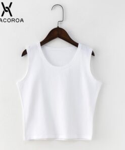 Black Round Neck Sleeveless Harajuku Women's T-Shirt Cotton Crop Top Women's Shirt Girls Lady Tee Tops Streetwear Camiseta Mujer