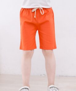 2-10 Yrs Kids Boys Trousers Knee Lenth Shorts Candy Color Girls Children Summer Beach Loose Shorts Pants Cotton&Linen
