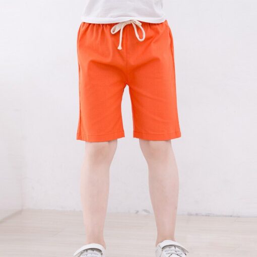 2-10 Yrs Kids Boys Trousers Knee Lenth Shorts Candy Color Girls Children Summer Beach Loose Shorts Pants Cotton&Linen