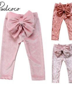 2018 Brand New Toddler Infant Child Kids Baby Girls Princess Bowknot Bottoms Pleuche Pants Leggings Trousers Cute Clothes 6M-5T