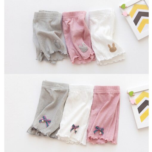 New Summer Girls Modaier Safety Shorts Children Cotton Rabbit Bowknot Pants Elegant Temperament Pants 3-9 Years Old Girls Shorts