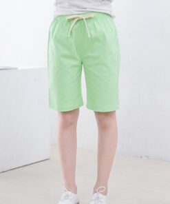 2-10 Yrs Kids Boys Trousers Knee Lenth Shorts Candy Color Girls Children Summer Beach Loose Shorts Pants Cotton&Linen