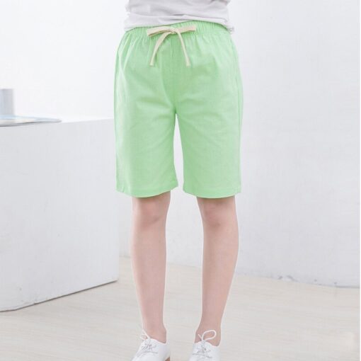 2-10 Yrs Kids Boys Trousers Knee Lenth Shorts Candy Color Girls Children Summer Beach Loose Shorts Pants Cotton&Linen
