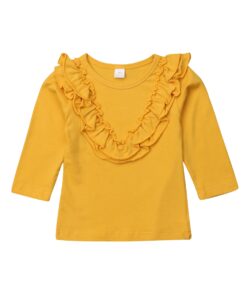 Brand New Kids Baby Girl Vintage Ruffled Collar Cotton Long Sleeve Tops T Shirt Lovely Baby Clothes
