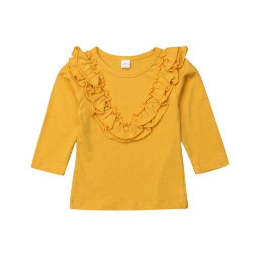 Brand New Kids Baby Girl Vintage Ruffled Collar Cotton Long Sleeve Tops T Shirt Lovely Baby Clothes