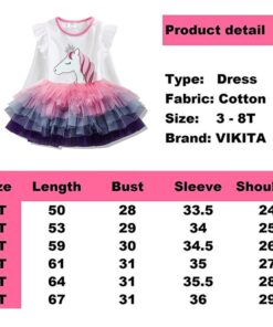 VIKITA Girls Princess Dresses Kids Cartoon Vestidos Children Autumn Dress Kids Dress for Girls Long Sleeve Unicorn Dresses