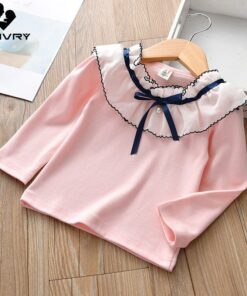 Chivry Spring Autumn 2019 New Little Girls Long Sleeve O-Neck Solid T-Shirts Baby Girls Kids Fashion Casual Children Clothing
