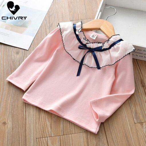 Chivry Spring Autumn 2019 New Little Girls Long Sleeve O-Neck Solid T-Shirts Baby Girls Kids Fashion Casual Children Clothing
