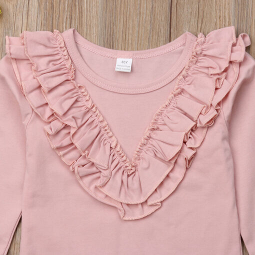 Brand New Kids Baby Girl Vintage Ruffled Collar Cotton Long Sleeve Tops T Shirt Lovely Baby Clothes