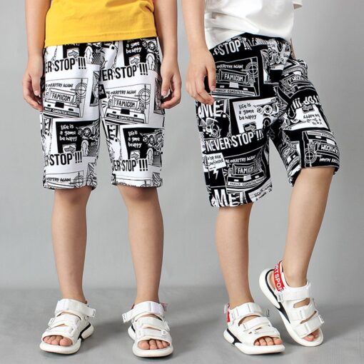 Boys shorts girls pants Harajuku Europe and the United States comic print summer breathable beach shorts clothing clothes