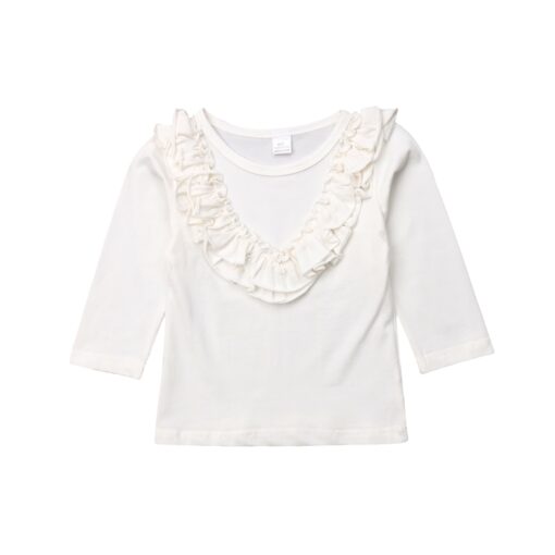 Brand New Kids Baby Girl Vintage Ruffled Collar Cotton Long Sleeve Tops T Shirt Lovely Baby Clothes