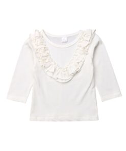 Brand New Kids Baby Girl Vintage Ruffled Collar Cotton Long Sleeve Tops T Shirt Lovely Baby Clothes