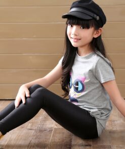 2-14 Years Girls Skinny Long Pants Shiny Black White Pink Children Bottoms Leggings Kids Elastic Trousers All-matches Leggings