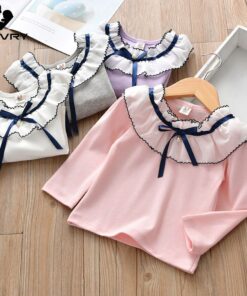 Chivry Spring Autumn 2019 New Little Girls Long Sleeve O-Neck Solid T-Shirts Baby Girls Kids Fashion Casual Children Clothing