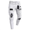 2020 Jeans Men Ripped Patched Badge Painted Jeans Straight Slim Fit Hip Hop Casual Denim Jean For Man Broken Holes Boys