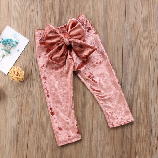 2018 Brand New Toddler Infant Child Kids Baby Girls Princess Bowknot Bottoms Pleuche Pants Leggings Trousers Cute Clothes 6M-5T