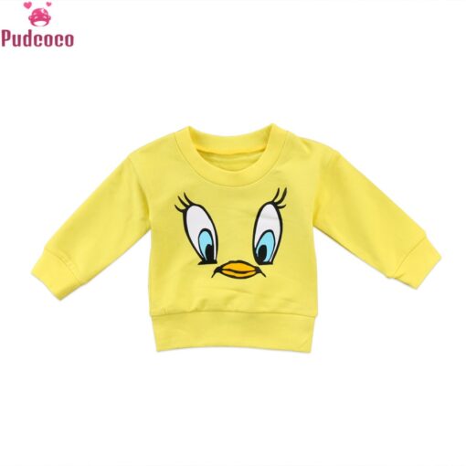 Infant Hoodies Kids Baby Girls Sweat Shirt Boy Little Yellow Duck T-shirt Tops Sweatshirt Cotton Sweater 6M-5T