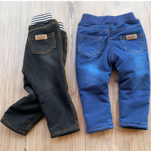 2019 Winter Baby Boys Warm Jeans Children New Casual High Quality Thicken Plus Velvet Straight Denim Pants For Boys Pants 1-6Yrs