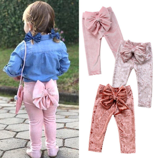 2018 Brand New Toddler Infant Child Kids Baby Girls Princess Bowknot Bottoms Pleuche Pants Leggings Trousers Cute Clothes 6M-5T