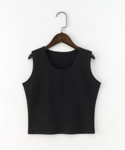 Black Round Neck Sleeveless Harajuku Women's T-Shirt Cotton Crop Top Women's Shirt Girls Lady Tee Tops Streetwear Camiseta Mujer