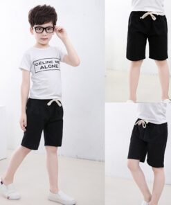 2-10 Yrs Kids Boys Trousers Knee Lenth Shorts Candy Color Girls Children Summer Beach Loose Shorts Pants Cotton&Linen