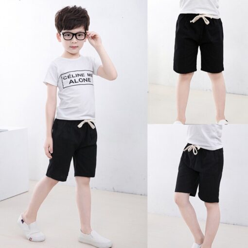 2-10 Yrs Kids Boys Trousers Knee Lenth Shorts Candy Color Girls Children Summer Beach Loose Shorts Pants Cotton&Linen
