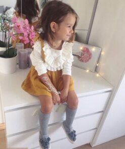 Brand New Kids Baby Girl Vintage Ruffled Collar Cotton Long Sleeve Tops T Shirt Lovely Baby Clothes