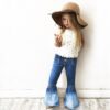 2018 New Girls Bell-bottomed Pants Elastic Waist Spring Children Trousers Outfits Baby Flare Costume Fashion Kids Vintage Jeans