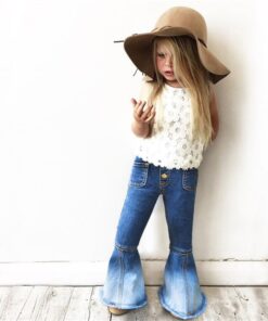 2018 New Girls Bell-bottomed Pants Elastic Waist Spring Children Trousers Outfits Baby Flare Costume Fashion Kids Vintage Jeans