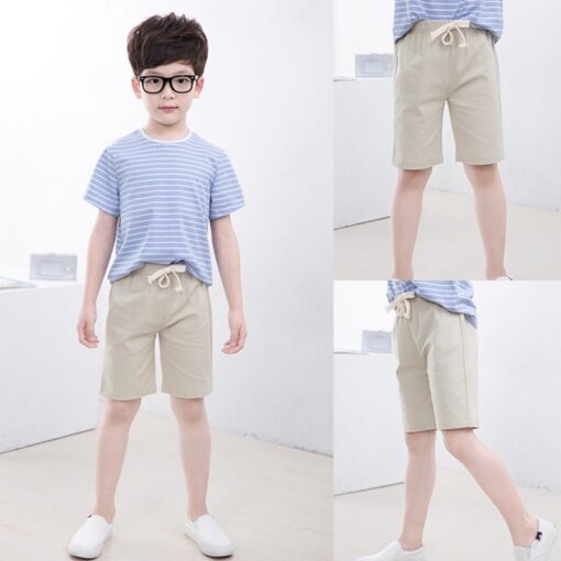 2-10 Yrs Kids Boys Trousers Knee Lenth Shorts Candy Color Girls Children Summer Beach Loose Shorts Pants Cotton&Linen