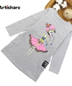 Girls Dresses Teenage Spring Party Dress For Girls 2020 Summer Long Sleeve Cartoon Kids Dress For Girls 6 8 10 12 Years