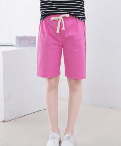 2-10 Yrs Kids Boys Trousers Knee Lenth Shorts Candy Color Girls Children Summer Beach Loose Shorts Pants Cotton&Linen