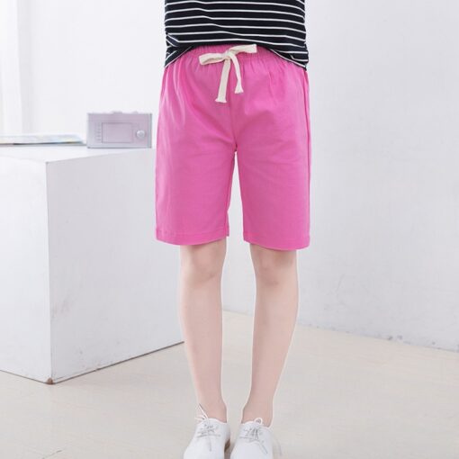 2-10 Yrs Kids Boys Trousers Knee Lenth Shorts Candy Color Girls Children Summer Beach Loose Shorts Pants Cotton&Linen
