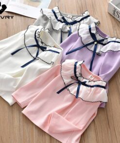 Chivry Spring Autumn 2019 New Little Girls Long Sleeve O-Neck Solid T-Shirts Baby Girls Kids Fashion Casual Children Clothing