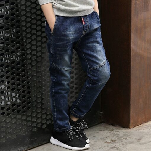 IENENS 5-13Y Fashion Children's Jeans Boy Denim Trousers Kids Clothes Baby Boys Elastic Waist Pants Slim Jeans For Boy