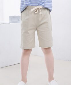2-10 Yrs Kids Boys Trousers Knee Lenth Shorts Candy Color Girls Children Summer Beach Loose Shorts Pants Cotton&Linen