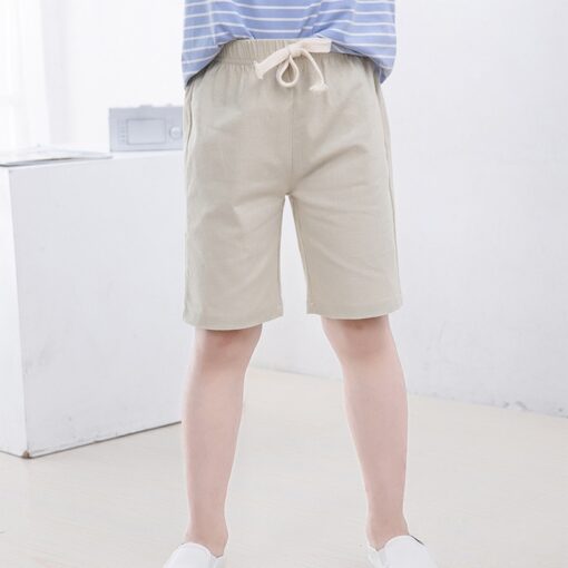 2-10 Yrs Kids Boys Trousers Knee Lenth Shorts Candy Color Girls Children Summer Beach Loose Shorts Pants Cotton&Linen
