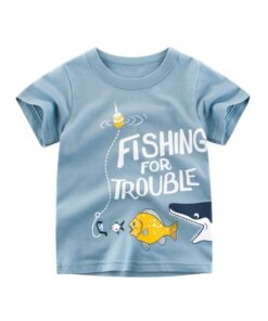 2019 New Korean Kids Short Sleeve T Shirt Baby Boy Summer Cotton Shark Print Tops Toddler Casual Tee