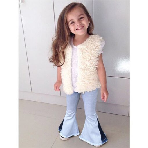 2018 New Girls Bell-bottomed Pants Elastic Waist Spring Children Trousers Outfits Baby Flare Costume Fashion Kids Vintage Jeans