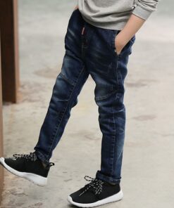IENENS 5-13Y Fashion Children's Jeans Boy Denim Trousers Kids Clothes Baby Boys Elastic Waist Pants Slim Jeans For Boy