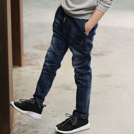 IENENS 5-13Y Fashion Children's Jeans Boy Denim Trousers Kids Clothes Baby Boys Elastic Waist Pants Slim Jeans For Boy