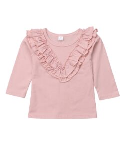 Brand New Kids Baby Girl Vintage Ruffled Collar Cotton Long Sleeve Tops T Shirt Lovely Baby Clothes